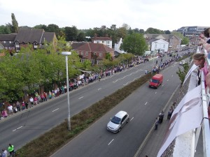Tour of Britain cycle race in Horsham, Sussex
